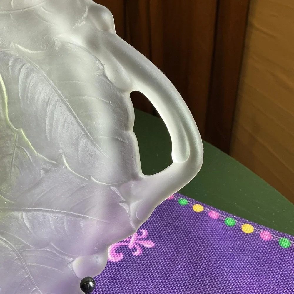 VTG Indiana Glass Satin Frosted Wild Rose 12.25